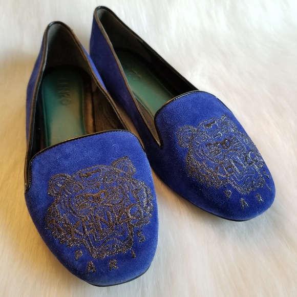 KENZO | Royal Blue Suede Smoking Slippers - Picture 2 of 8